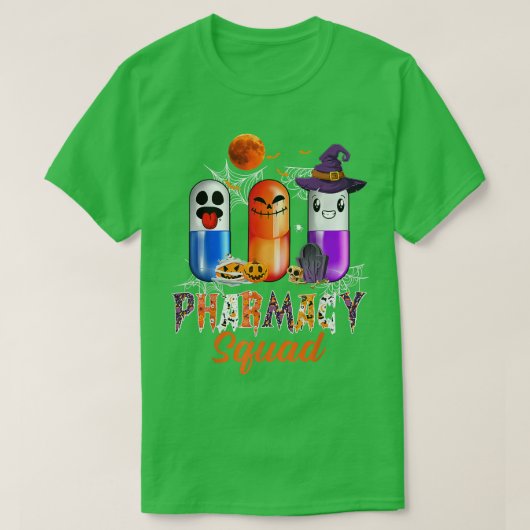 Ghost Witch Pumpkin Pharmacy Squad Halloween T-shirt (Design voorkant)