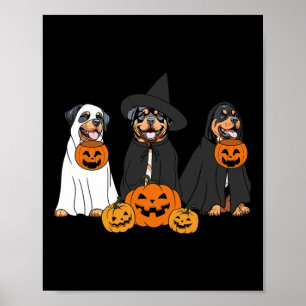 Ghost & Witch Rottweiler Poster