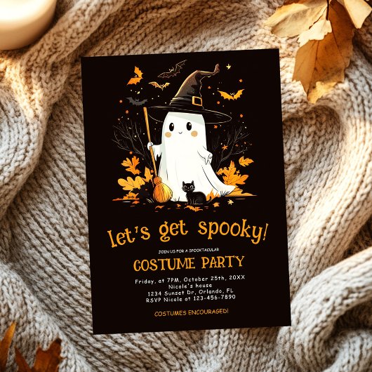 Ghost Witch Spooky Oktober Halloween Party Kaart