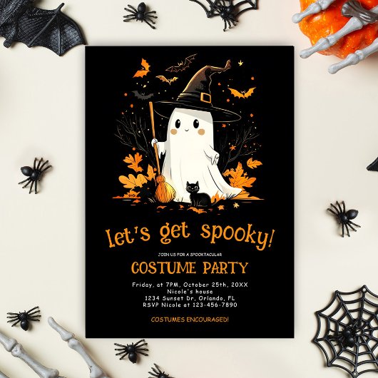 Ghost Witch Spooky Oktober Halloween Party Kaart