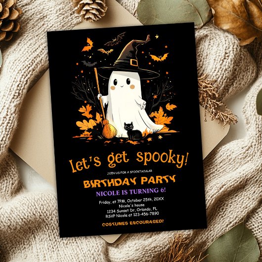 Ghost Witch verjaardagsfeestje Halloween Kaart