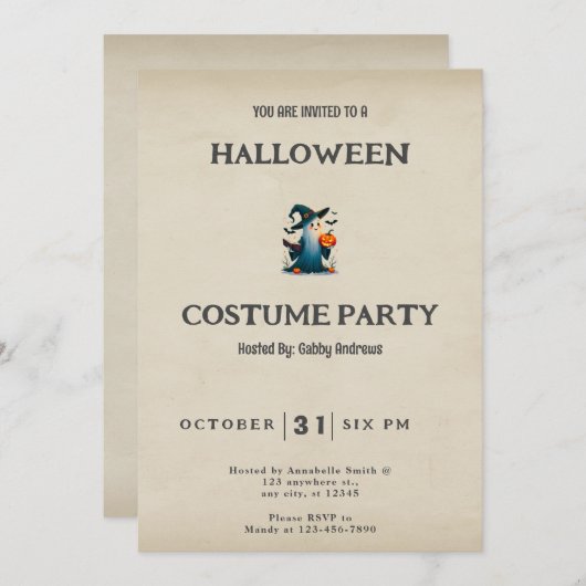 Ghost Witches Pet Book Tome Halloween Kaart (Voorkant / Achterkant)