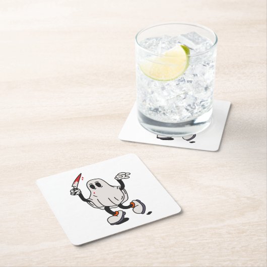 Ghost with blood knife kartonnen onderzetters (Insitu)