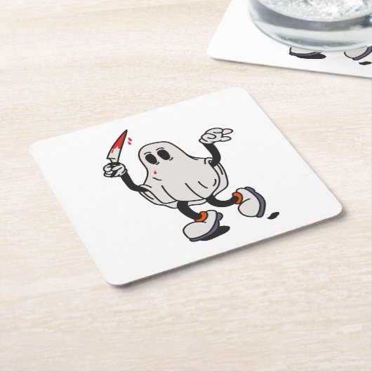 Ghost with blood knife kartonnen onderzetters (Schuin)