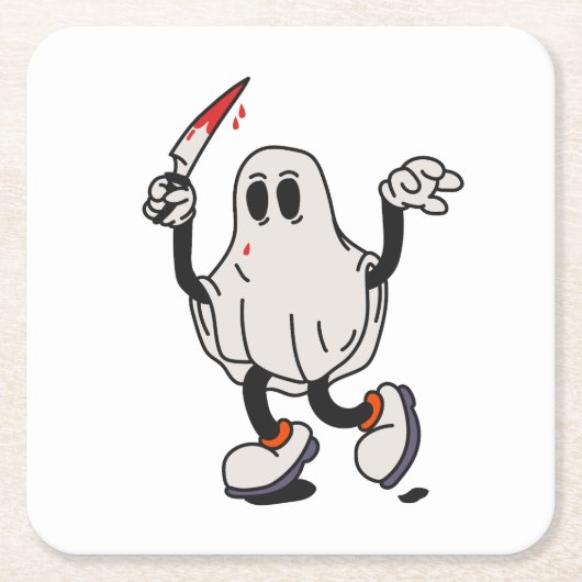 Ghost with blood knife kartonnen onderzetters (Voorkant)
