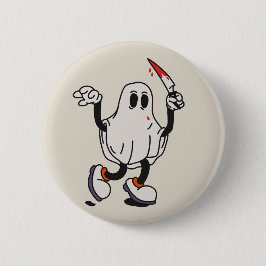 Ghost with blood knife ronde button 5,7 cm