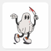 Ghost with blood knife vierkante sticker (Voorkant)