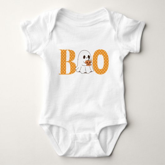Ghost with Pumpkin Boo Baby Eerste Halloween Romper (Voorkant)