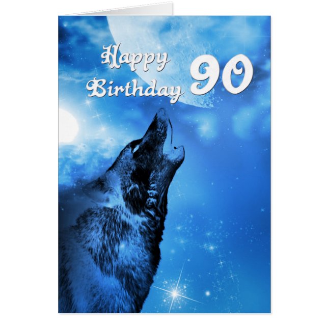 Ghost wolf die 90e verjaardagskaart howling (Voorkant)