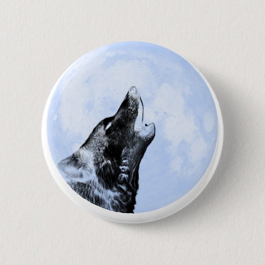 Ghost wolf die naar de maan vliegt ronde button 5,7 cm (Voorkant)