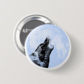 Ghost wolf die naar de maan vliegt ronde button 5,7 cm (Voorkant /achterkant)