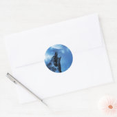 Ghost wolf die naar de maan vliegt ronde sticker (Envelop)