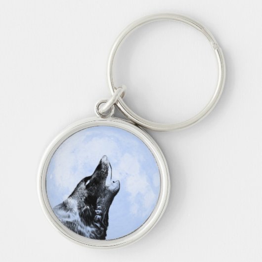 Ghost wolf die naar de maan vliegt sleutelhanger (Voorkant)