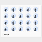 Ghost wolf die naar de maan vliegt vierkante sticker (Vel)