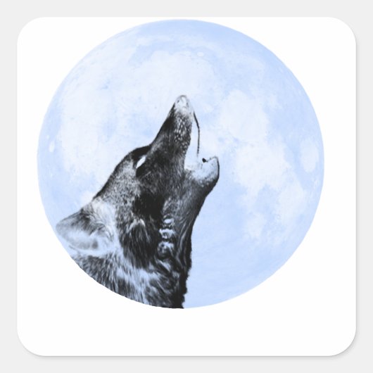Ghost wolf die naar de maan vliegt vierkante sticker (Voorkant)