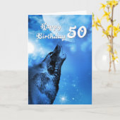 Ghost wolf huilt 50ste verjaardagskaart kaart (Gele Bloem)