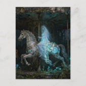 Ghost Woman on Abandoned Carousel Briefkaart (Voorkant)