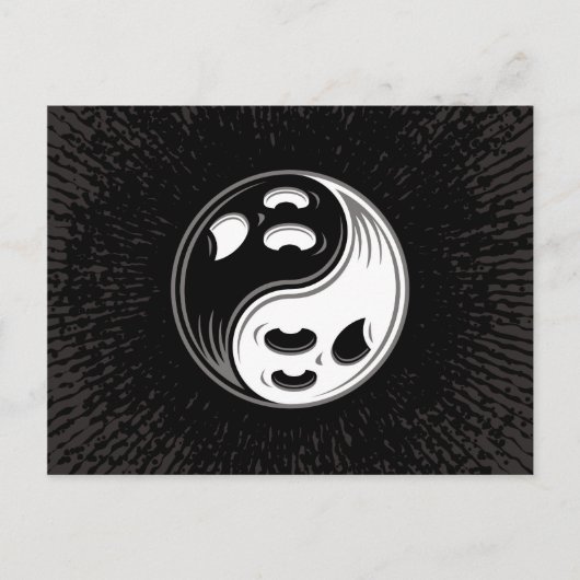 Ghost Yin Yang Black en White Briefkaart (Voorkant)
