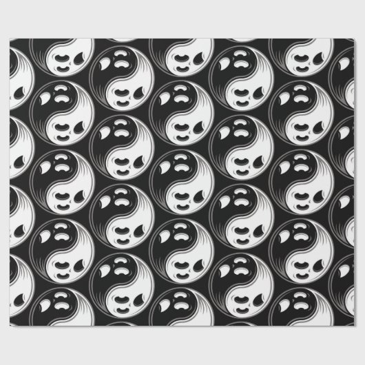 Ghost Yin Yang Black en White Cadeaupapier (Vlak)