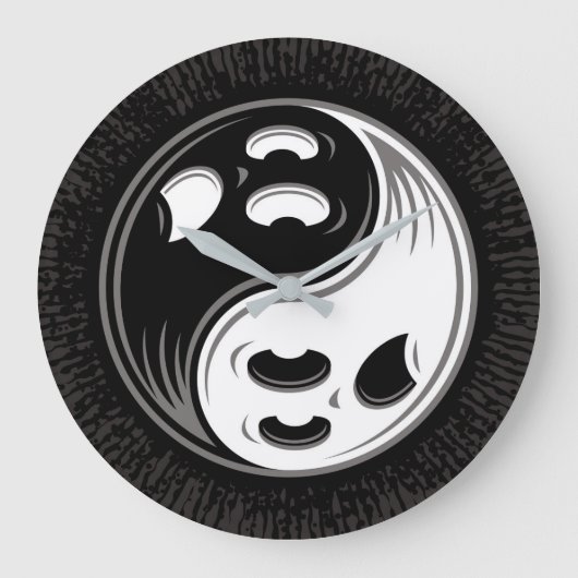 Ghost Yin Yang Black en White Grote Klok (Voorkant)
