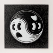 Ghost Yin Yang Black en White Legpuzzel (Horizontaal)