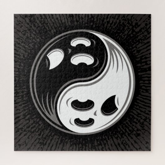 Ghost Yin Yang Black en White Legpuzzel (Verticaal)