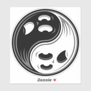 Ghost Yin Yang Black en White Sticker