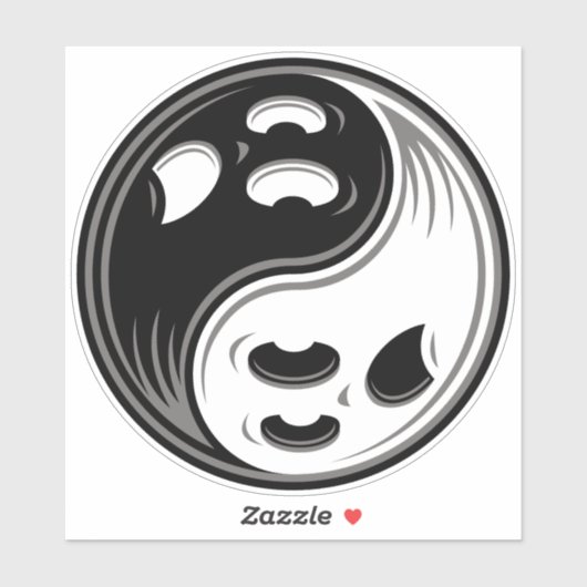 Ghost Yin Yang Black en White Sticker (Vel)
