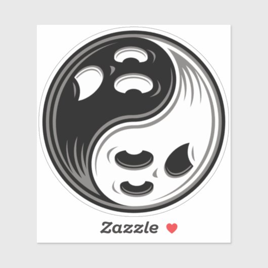 Ghost Yin Yang Black en White Sticker (Vel)