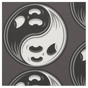 Ghost Yin Yang Black en White Stof