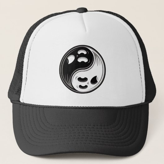 Ghost Yin Yang Black en White Trucker Pet (Voorkant)