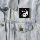 Ghost Yin Yang Black en White Vierkante Button 5,1 Cm (In situ)
