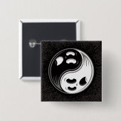 Ghost Yin Yang Black en White Vierkante Button 5,1 Cm (Voorkant /achterkant)