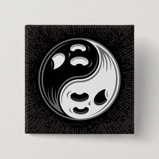 Ghost Yin Yang Black en White Vierkante Button 5,1 Cm (Voorkant)