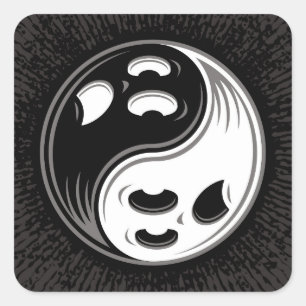 Ghost Yin Yang Black en White Vierkante Sticker
