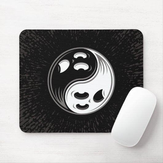 Ghost Yin Yang Zwart en Wit Muismat (Met muis)