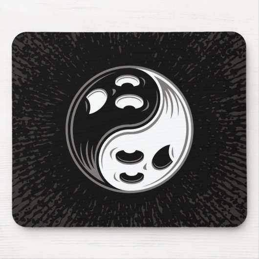 Ghost Yin Yang Zwart en Wit Muismat (Voorkant)