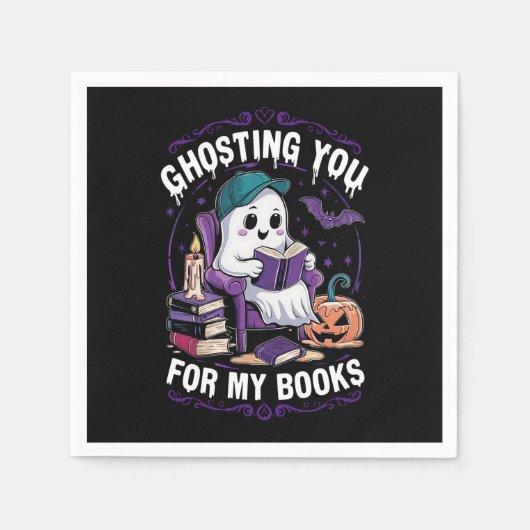 Ghost You voor mijn boeken Ghost Reading Halloween Servet (Voorkant)