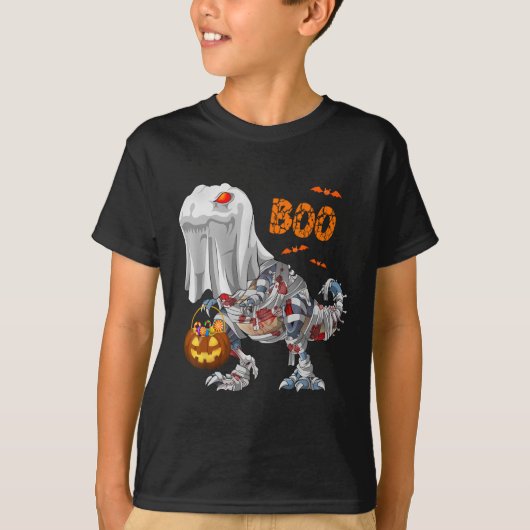 Ghost Zombie Mummy Dinosaur Funny Boo Halloween Pu T-shirt (Voorkant)