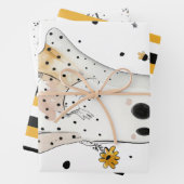 Ghost & Zonnebloemen met Stripe Pattern Halloween Inpakpapier Vel (In situ)