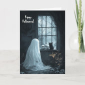 Ghost, zwarte kat en schedels bedankkaart (Voorkant)