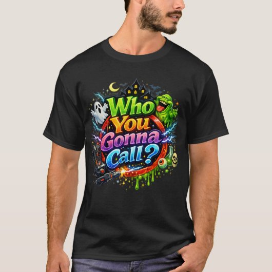 Ghostbusters "Who You Gonna Call" Retro Design T-shirt (Voorkant)