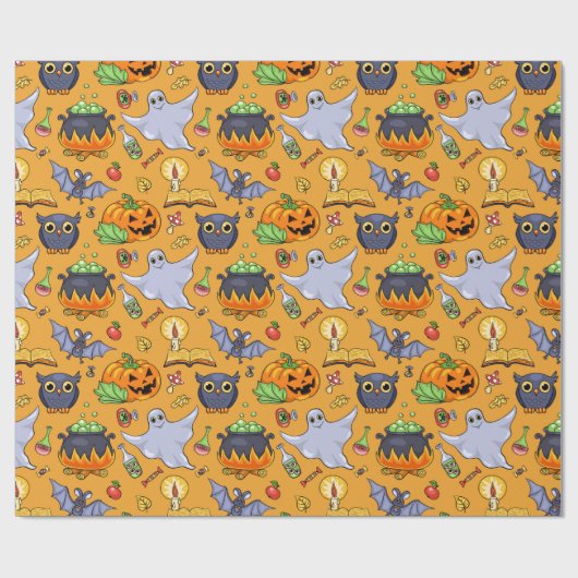 Ghosted Halloween Pattern Cadeaupapier (Vlak)