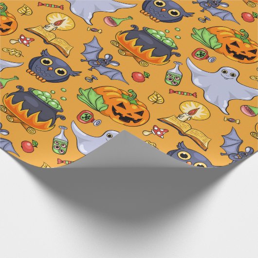 Ghosted Halloween Pattern Cadeaupapier (Hoek)