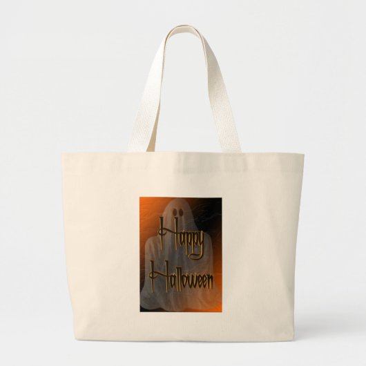Ghosted Happy Halloween Bag Grote Tote Bag (Voorkant)