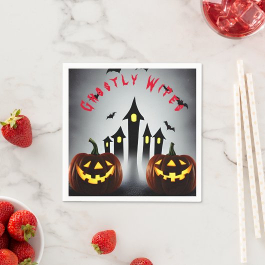 Ghosted Wipes Creepy Halloween Jack 'o Lantern Servet (Insitu)