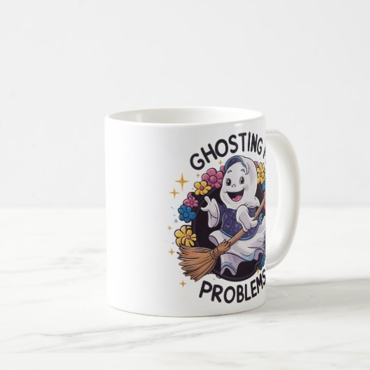 Ghosting mijn Problemen, Grappige Ghost Design Vro Koffiemok (Voorkant rechts)