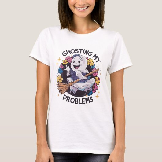 Ghosting mijn Problemen, Grappige Ghost Design Vro T-shirt (Voorkant)