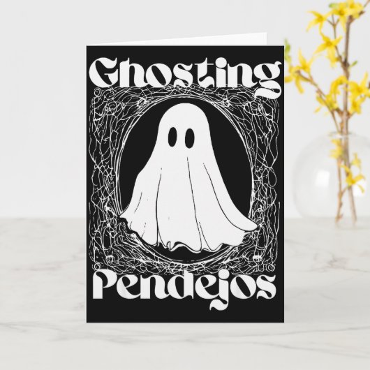 Ghosting Pendejos Funny Mexican Ghost Halloween Hi Kaart (Gele Bloem)