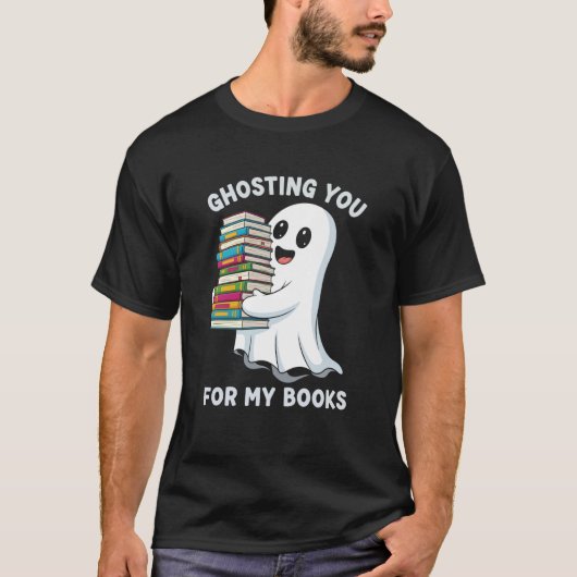 Ghosting You Cute Ghost Read Books Lover Halloween T-shirt (Voorkant)